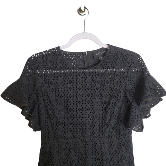 Needle & Thread Black Ruffle Eyelet Dress Broderie Size US 6 Spring Summer - Picture 2 of 12